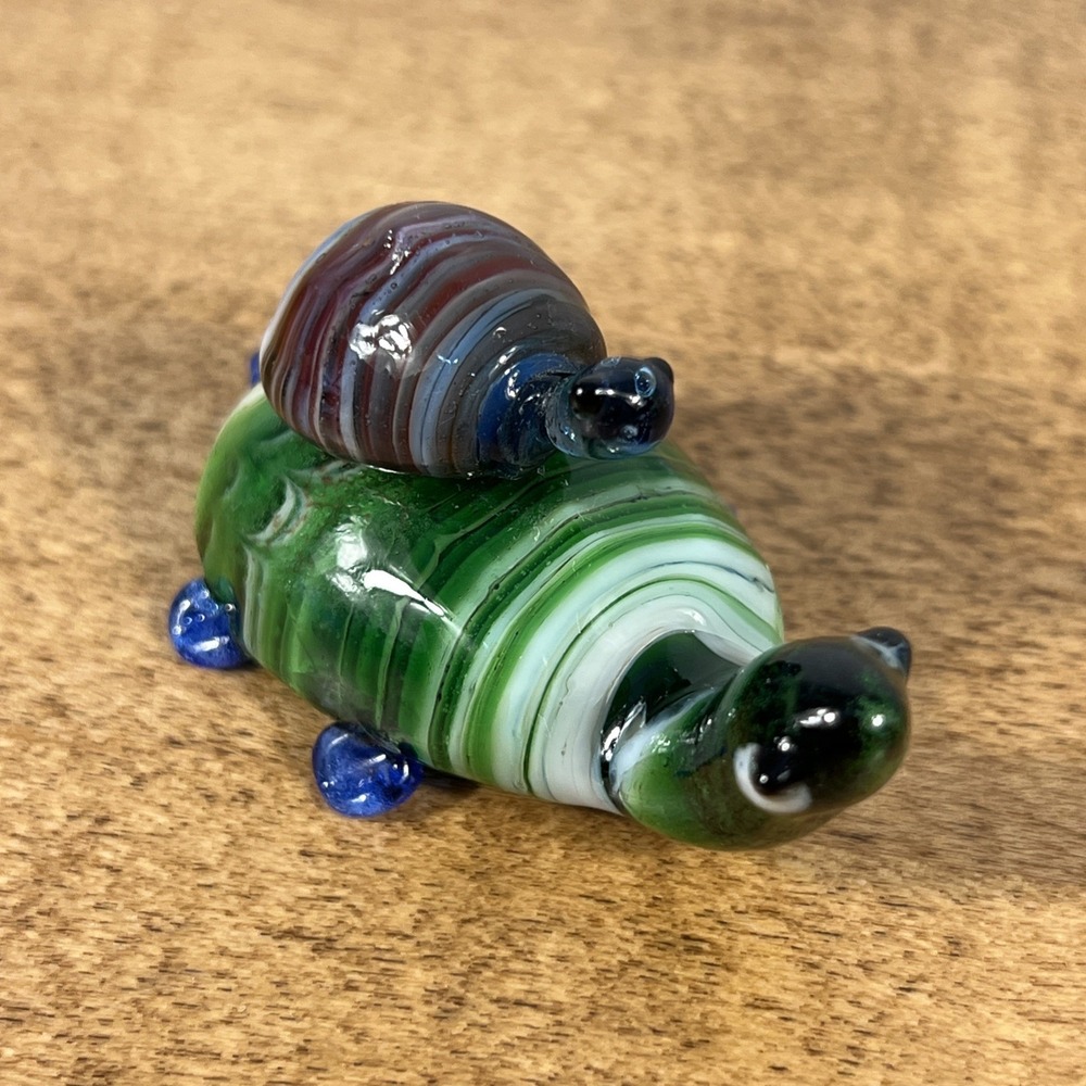 Vintage Hand Blown Glass Turtle Mother & Baby On Back - Picture 2 of 11